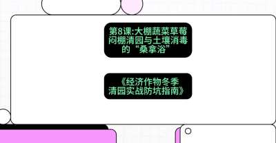 第8节：【大棚蔬菜草莓】闷棚清园与土壤消毒的&ldquo;桑拿浴&rdquo;，课程：《经济作物冬季清园&middot;实战防坑指南》#识农AI